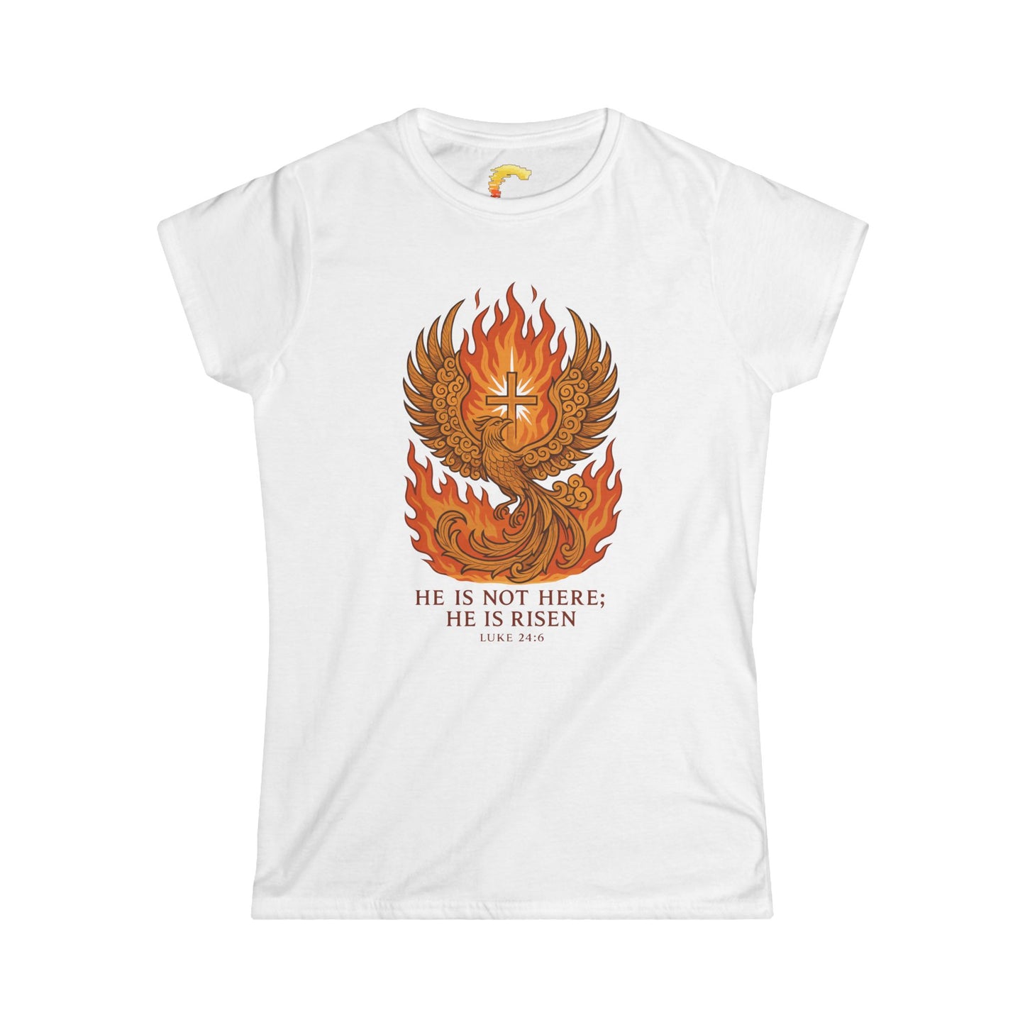 Phoenix Risen Women's Softstyle Tee, Inspirational T-Shirt, Gift for Her, Easter Apparel, Spiritual Fashion, Confidence Wear