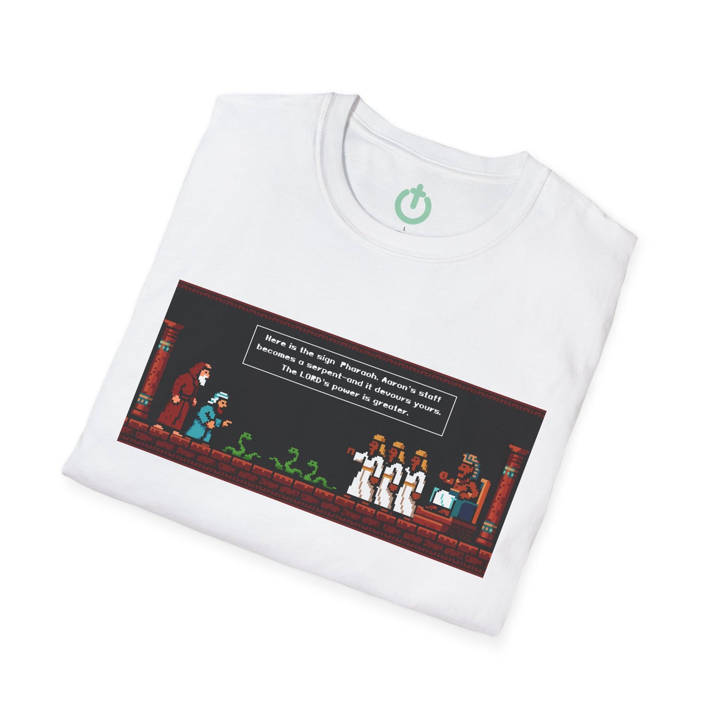 Serpent Showdown – Exodus 7:10–12 Retro Gaming Graphic Tee
