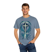 Cross in the Waves Christian Graphic T-Shirt — Faith-Inspired Spiritual Apparel Tee