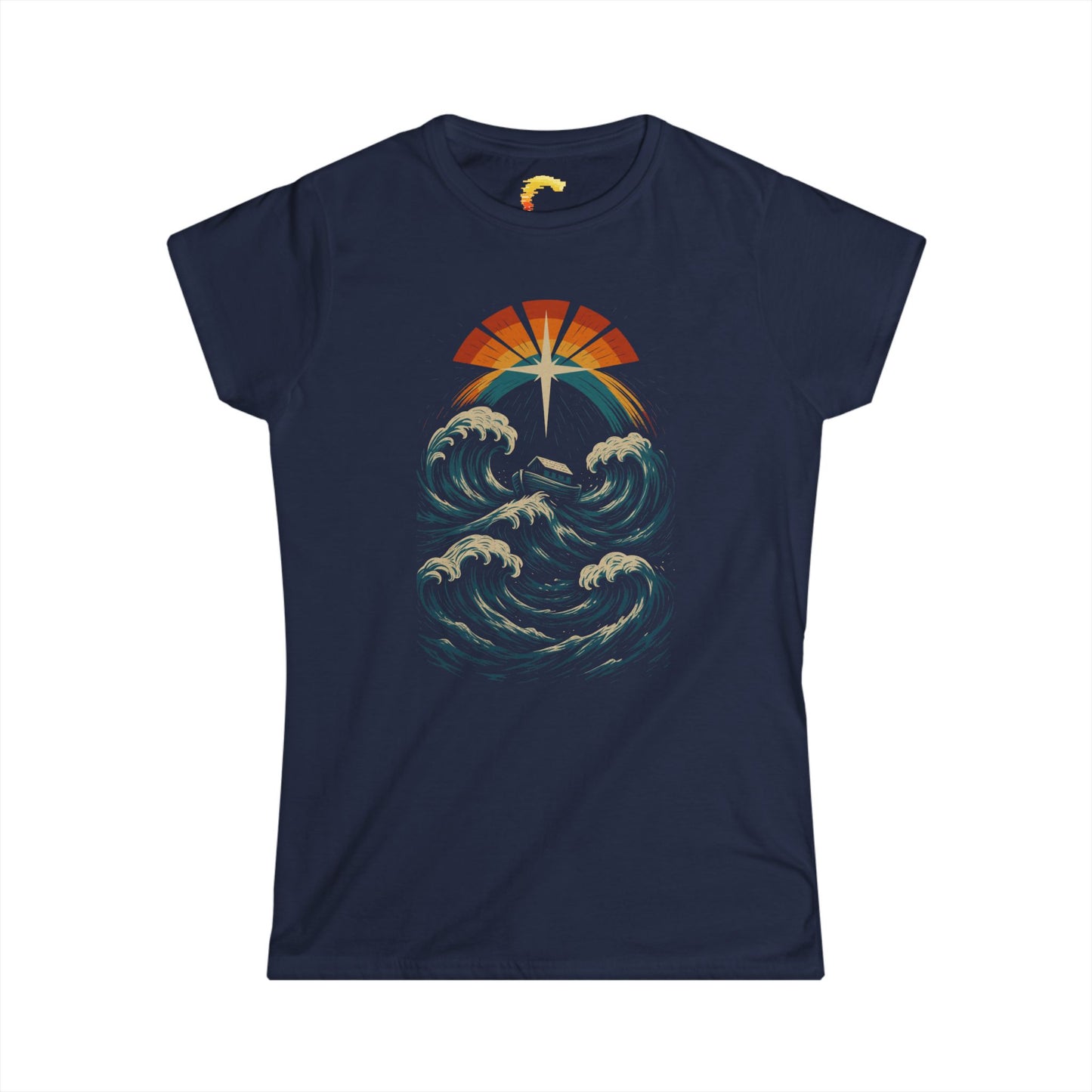 Women's Ocean Sunrise Tee, Relaxed Fit T-Shirt, Wave Graphic Shirt, Nature Lover Gift, Casual Beachwear, Eco-Friendly Fashion