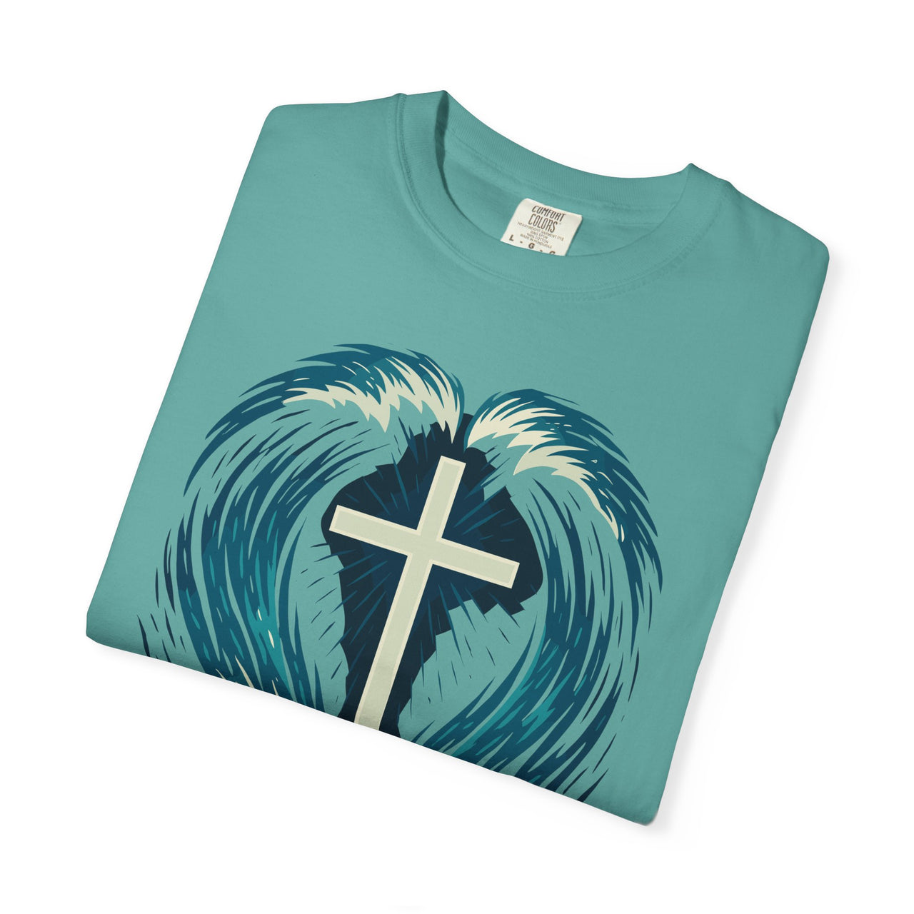 Cross in the Waves Christian Graphic T-Shirt — Faith-Inspired Spiritual Apparel Tee