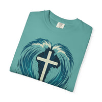 Cross in the Waves Christian Graphic T-Shirt — Faith-Inspired Spiritual Apparel Tee