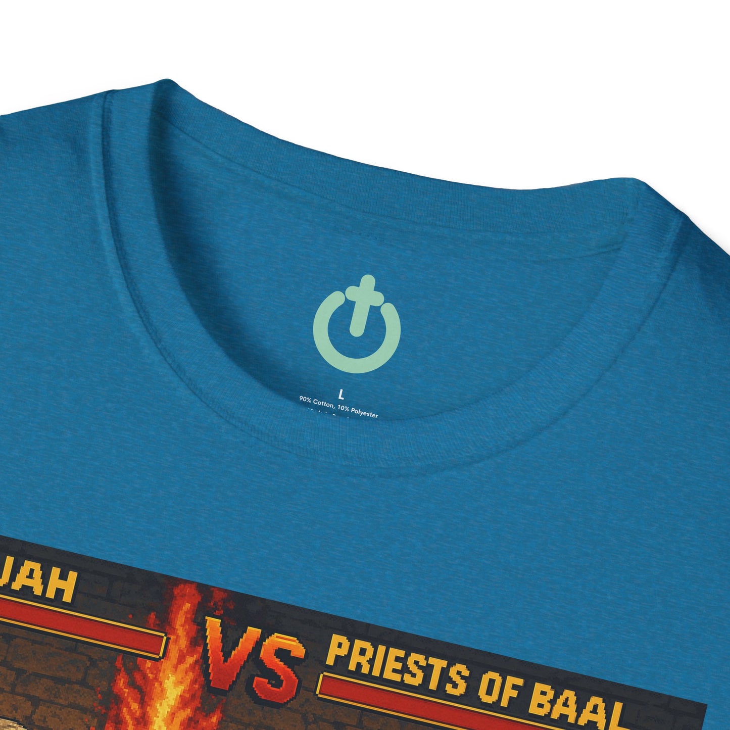 Elijah vs. Baal Fighters Retro Showdown Tee – 8-Bit Christian Graphic T-Shirt