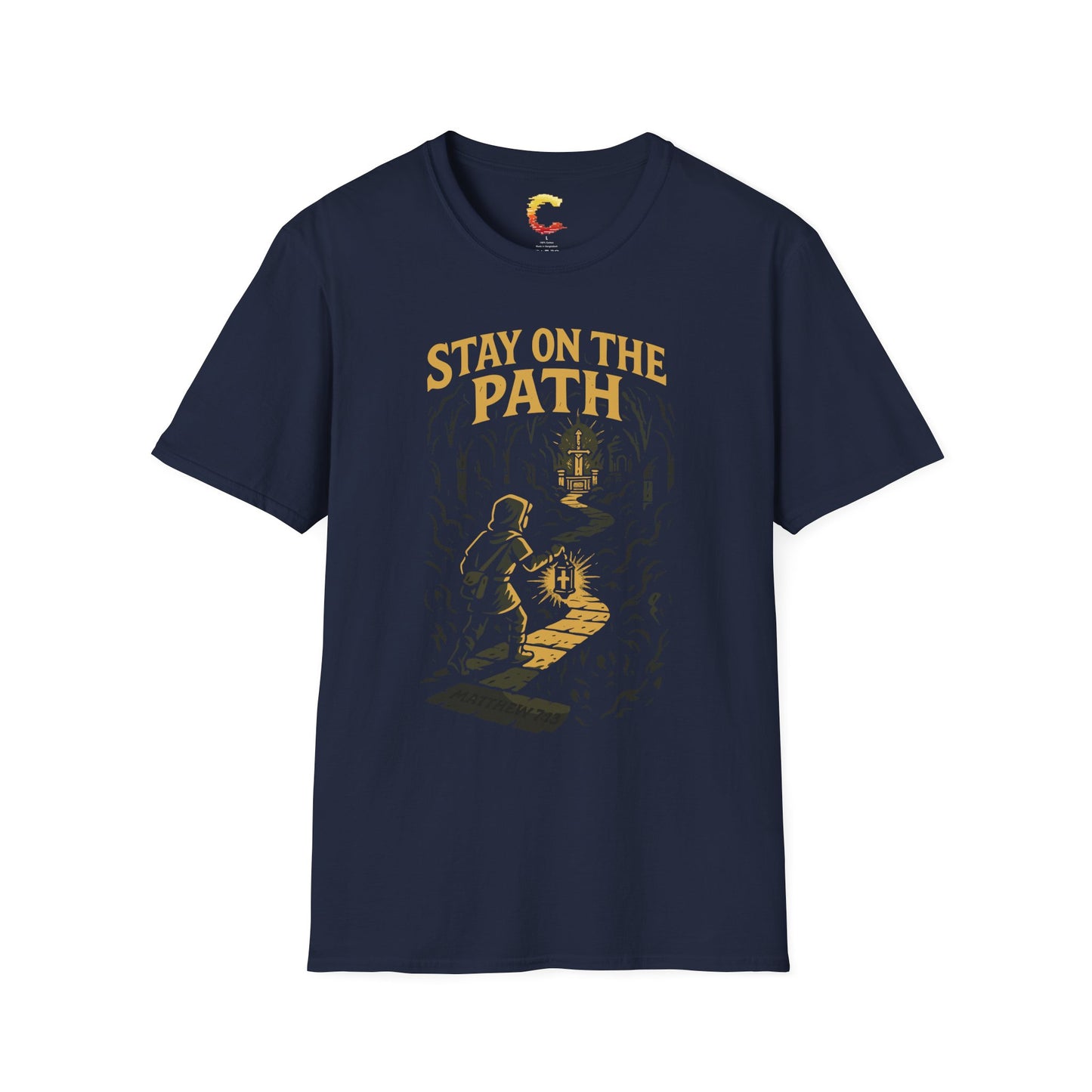 Stay on the Path – Matthew 7:13 Dungeon Crawler Tee