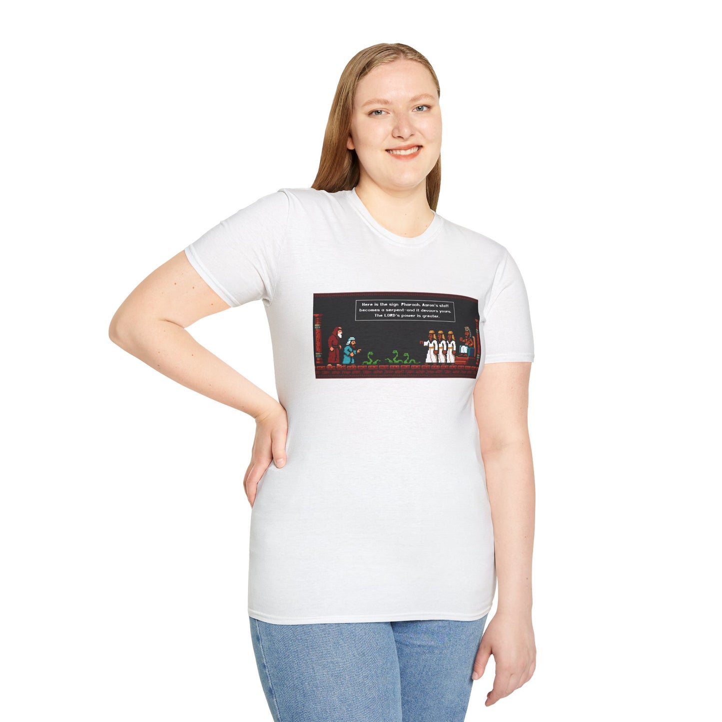 Serpent Showdown – Exodus 7:10–12 Retro Gaming Graphic Tee