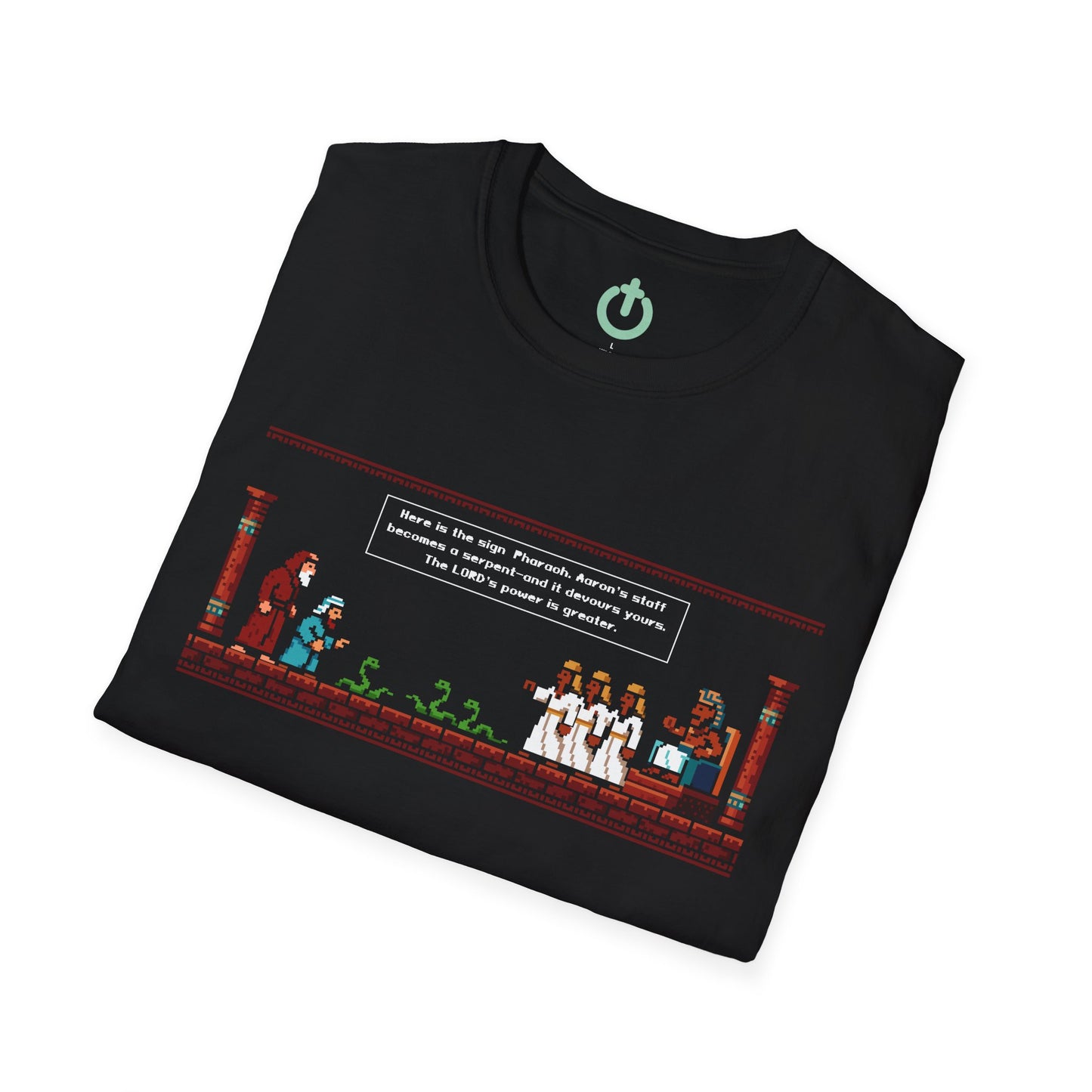 Serpent Showdown – Exodus 7:10–12 Retro Gaming Graphic Tee