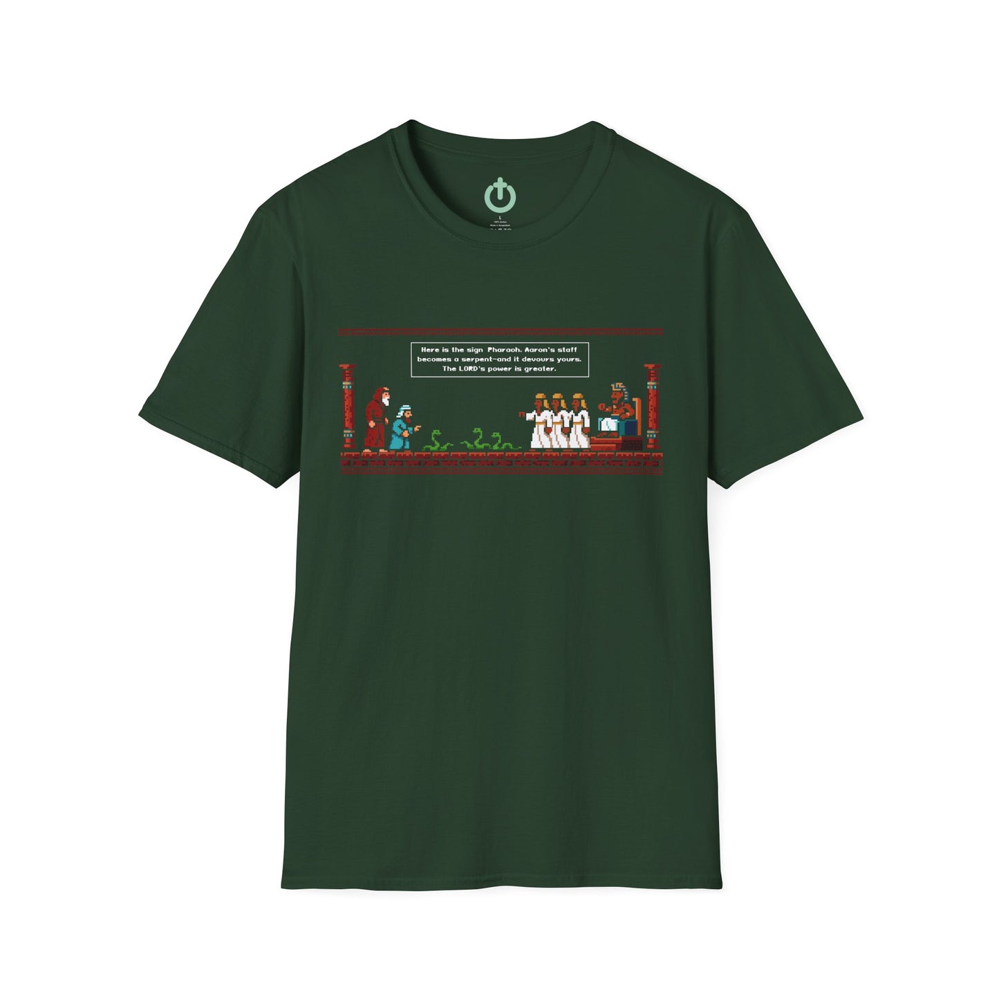 Serpent Showdown – Exodus 7:10–12 Retro Gaming Graphic Tee