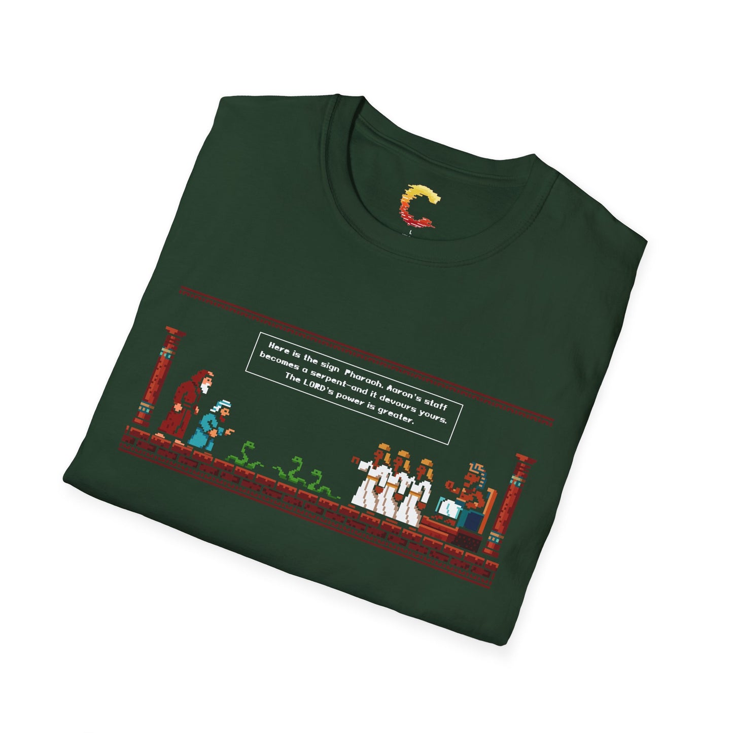 Serpent Showdown – Exodus 7:10-12 Retro Gaming Graphic Tee
