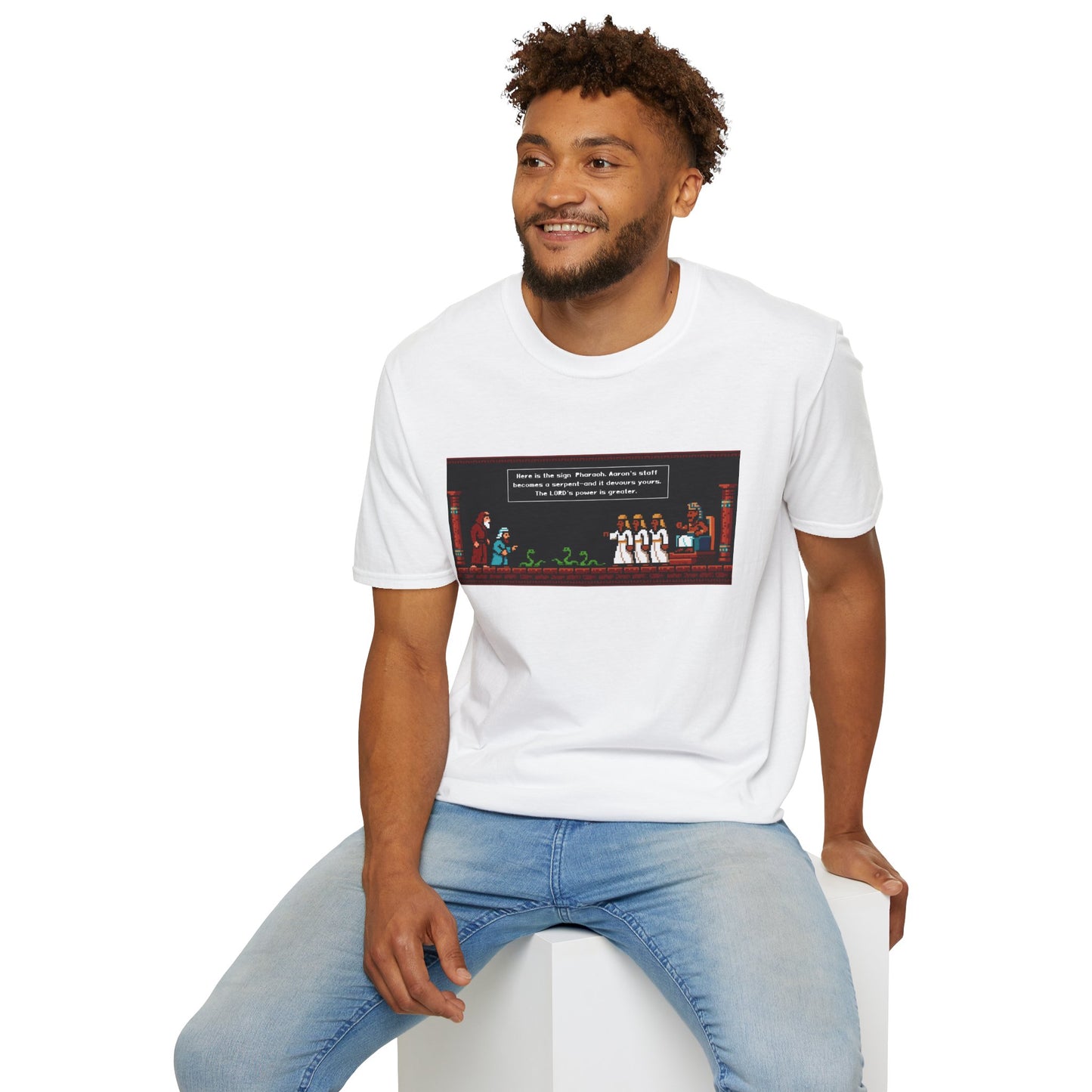 Serpent Showdown – Exodus 7:10–12 Retro Gaming Graphic Tee