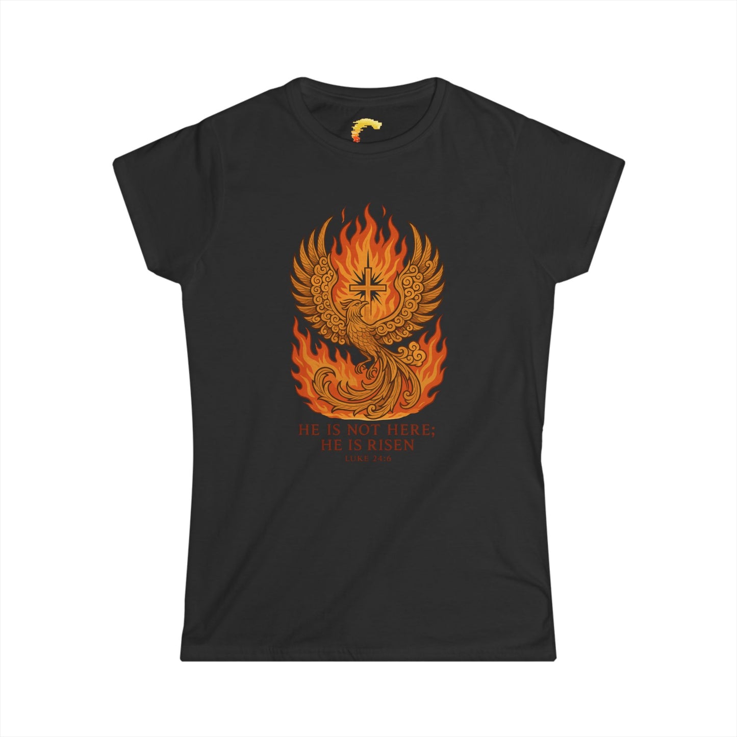 Phoenix Risen Women's Softstyle Tee, Inspirational T-Shirt, Gift for Her, Easter Apparel, Spiritual Fashion, Confidence Wear