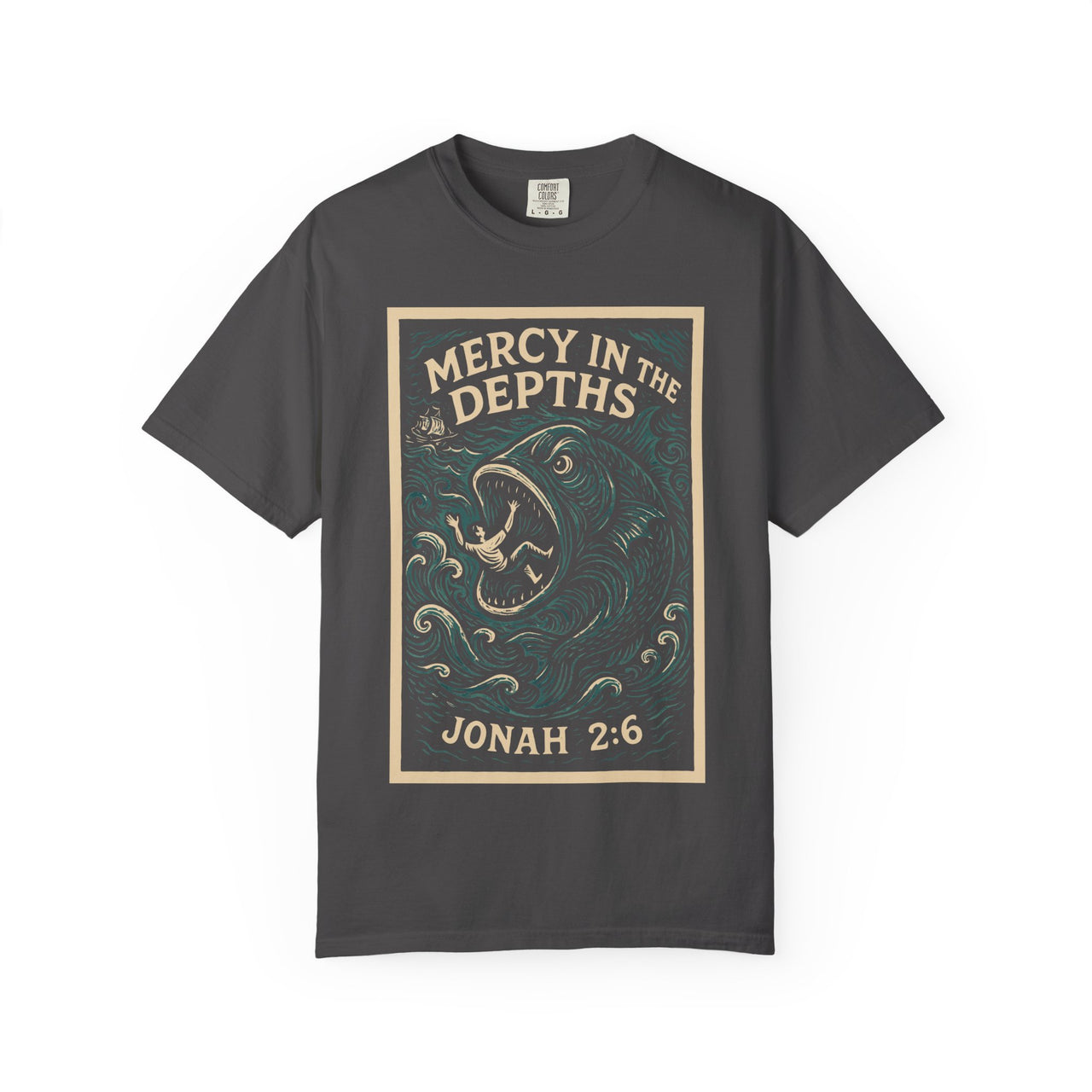 Mercy in the Depths Jonah 2:6 Christian Graphic Tee