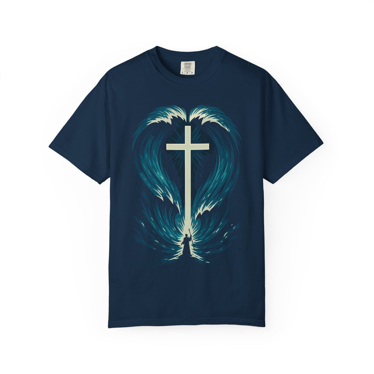 Cross in the Waves Christian Graphic T-Shirt — Faith-Inspired Spiritual Apparel Tee