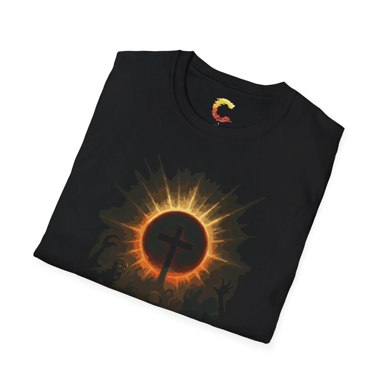 Finished Crucifixion Eclipse Christian Tee - Ctrl Alt Believe