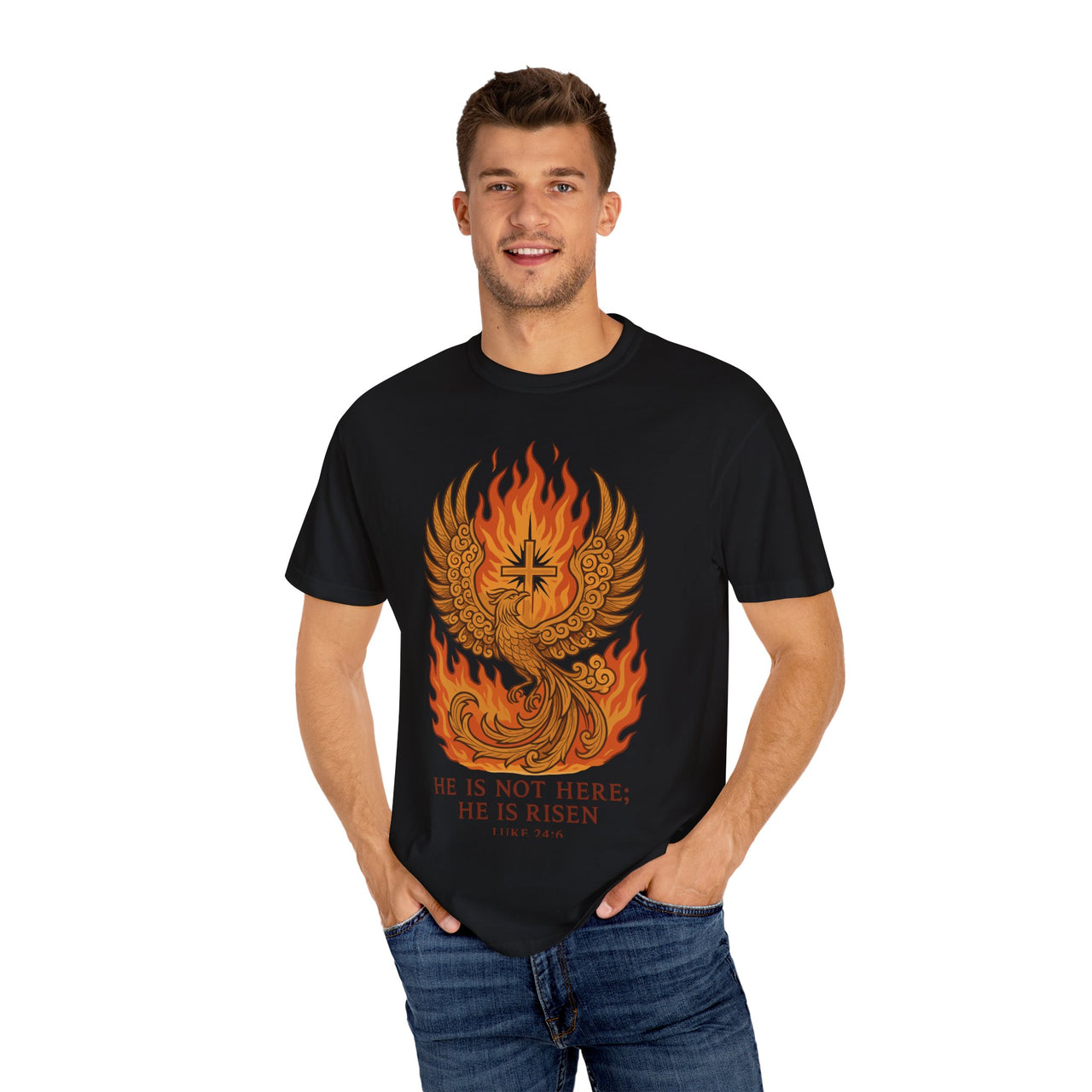 Phoenix Risen Jesus Christian Easter Inspirational Faith Graphic Tee Shirt