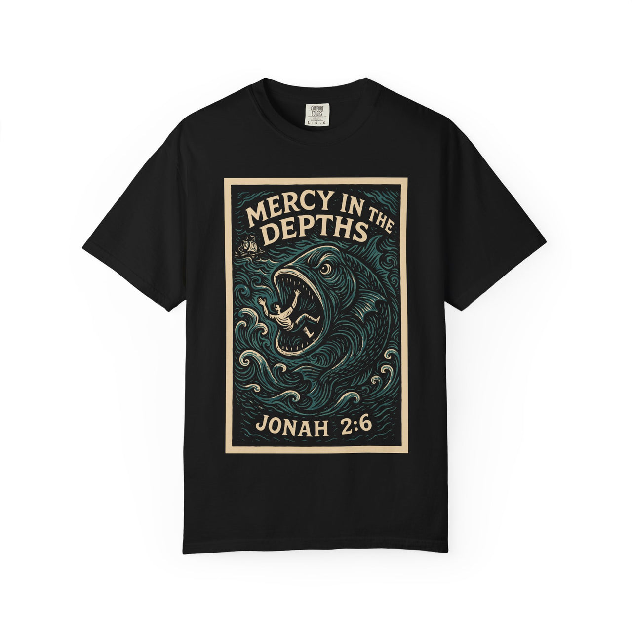 Mercy in the Depths Jonah 2:6 Christian Graphic Tee