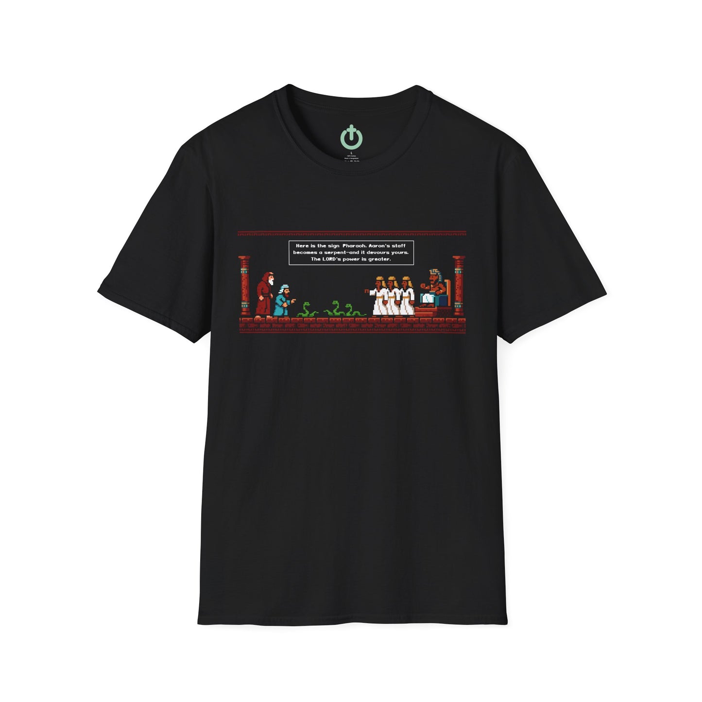 Serpent Showdown – Exodus 7:10–12 Retro Gaming Graphic Tee