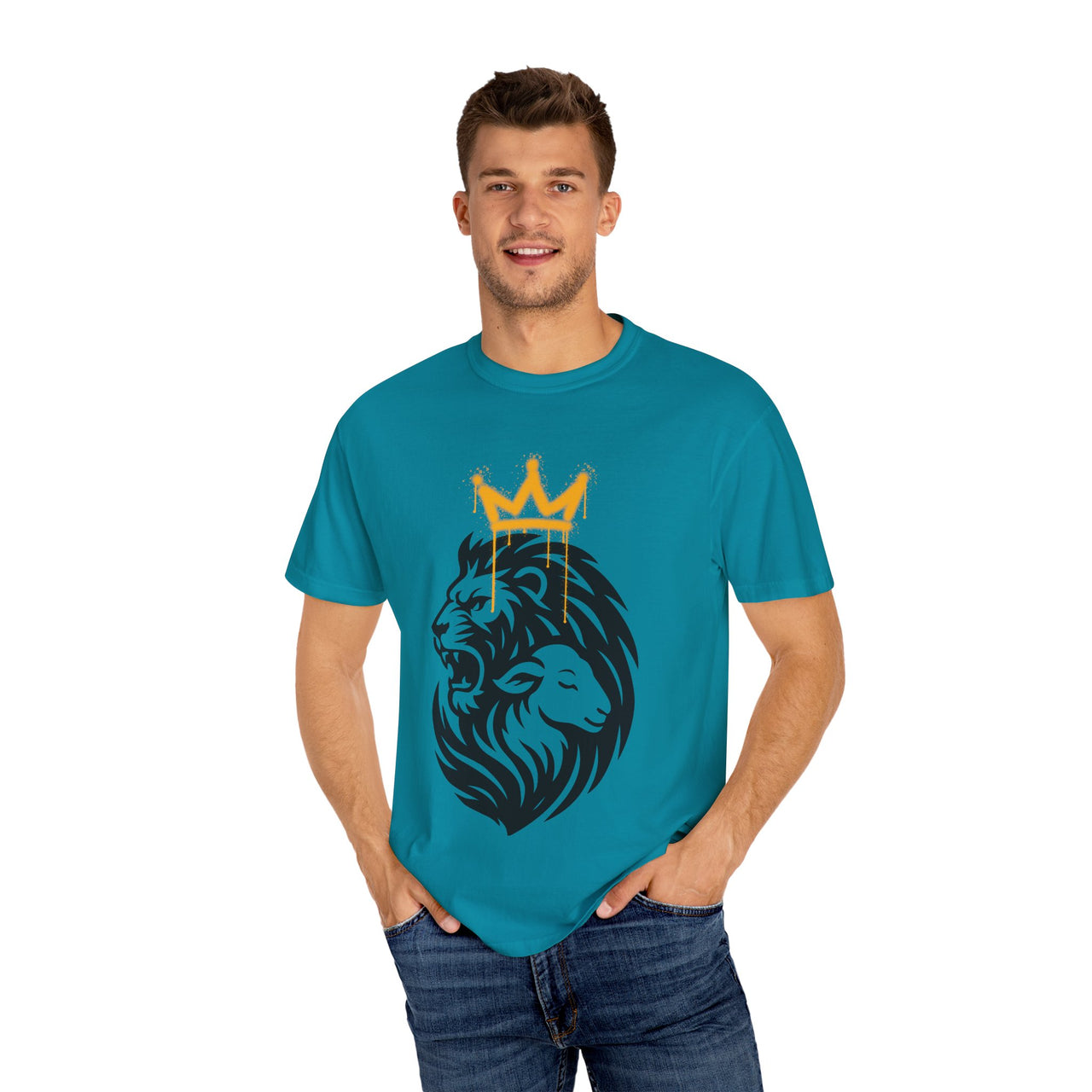 Lion and Lamb Tribal Crown Christian Faith Tee