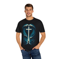 Cross in the Waves Christian Graphic T-Shirt — Faith-Inspired Spiritual Apparel Tee