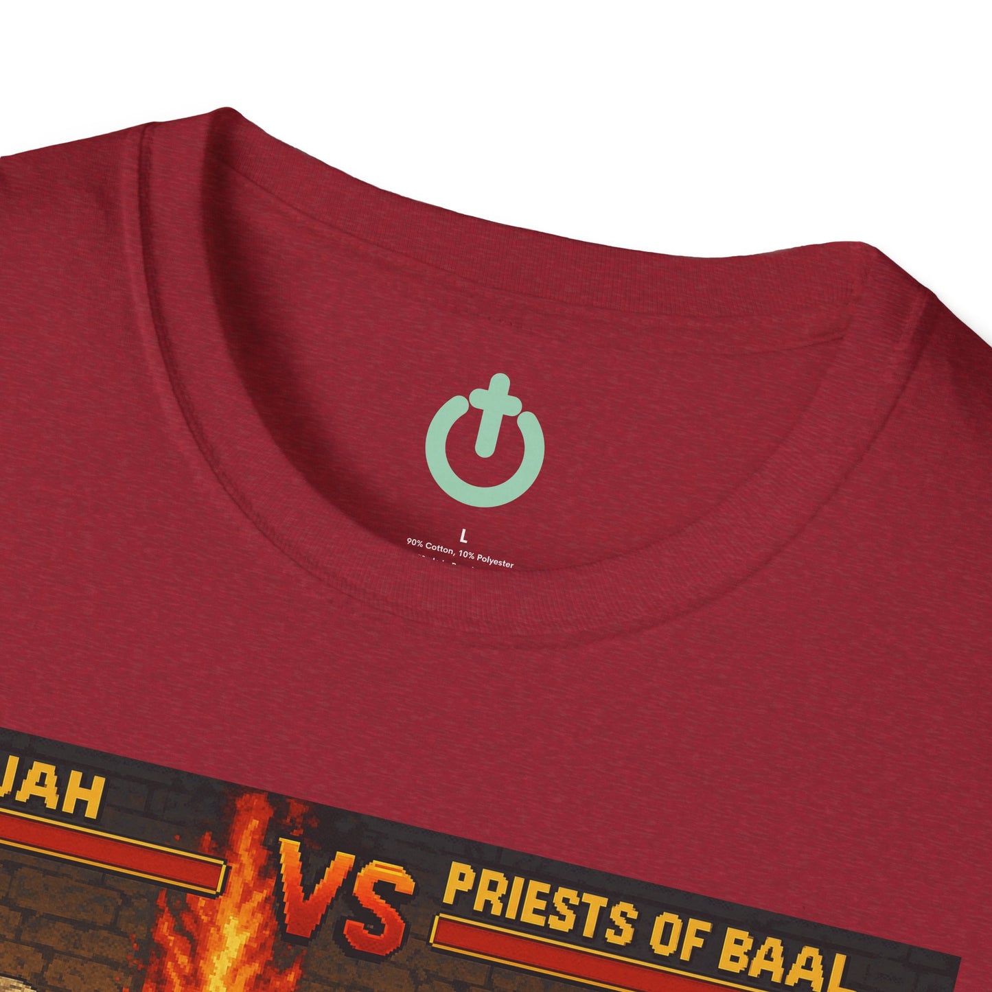 Elijah vs. Baal Fighters Retro Showdown Tee – 8-Bit Christian Graphic T-Shirt