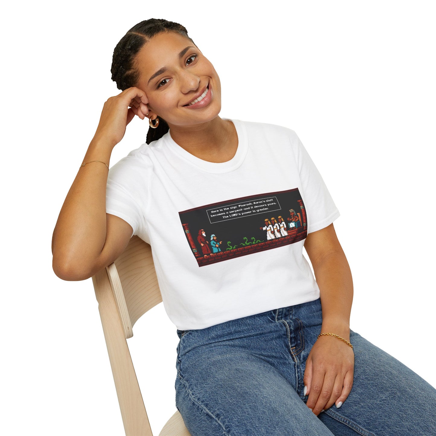 Serpent Showdown – Exodus 7:10–12 Retro Gaming Graphic Tee