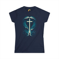 Cross in the Waves Christian Women's Graphic T-Shirt - Ctrl Alt Believe
