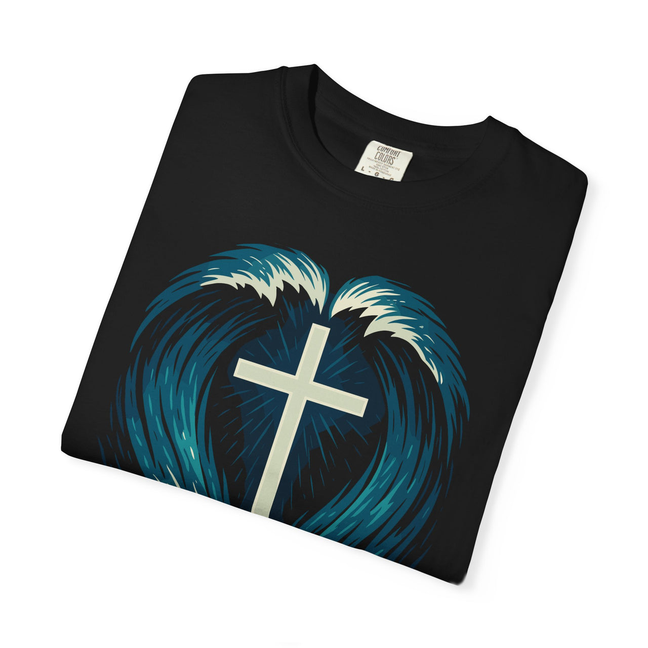 Cross in the Waves Christian Graphic T-Shirt — Faith-Inspired Spiritual Apparel Tee