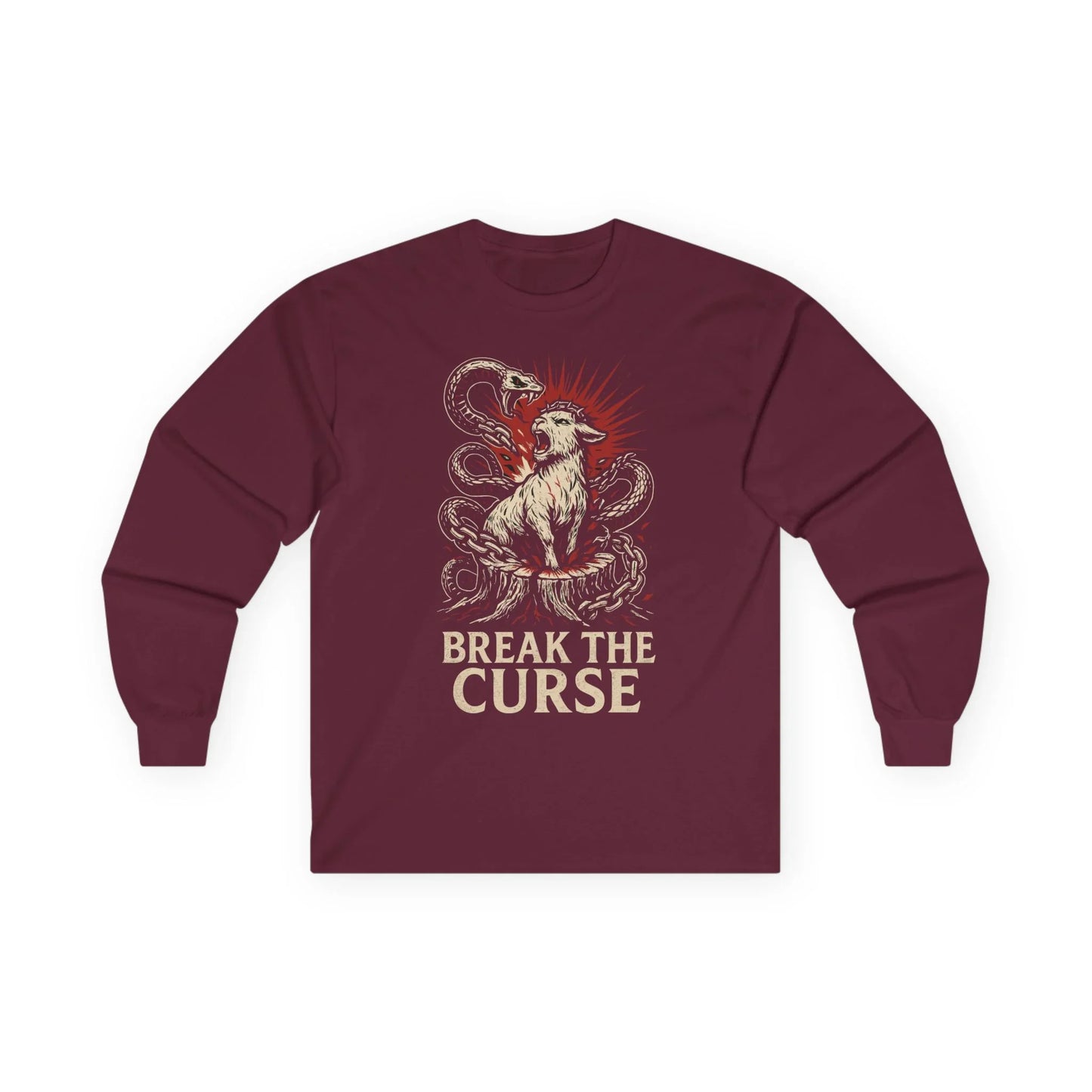 Break the Curse Roaring Lamb Christian Graphic Long Sleeve Tee - Ctrl Alt Believe