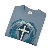 Cross in the Waves Christian Graphic T-Shirt — Faith-Inspired Spiritual Apparel Tee