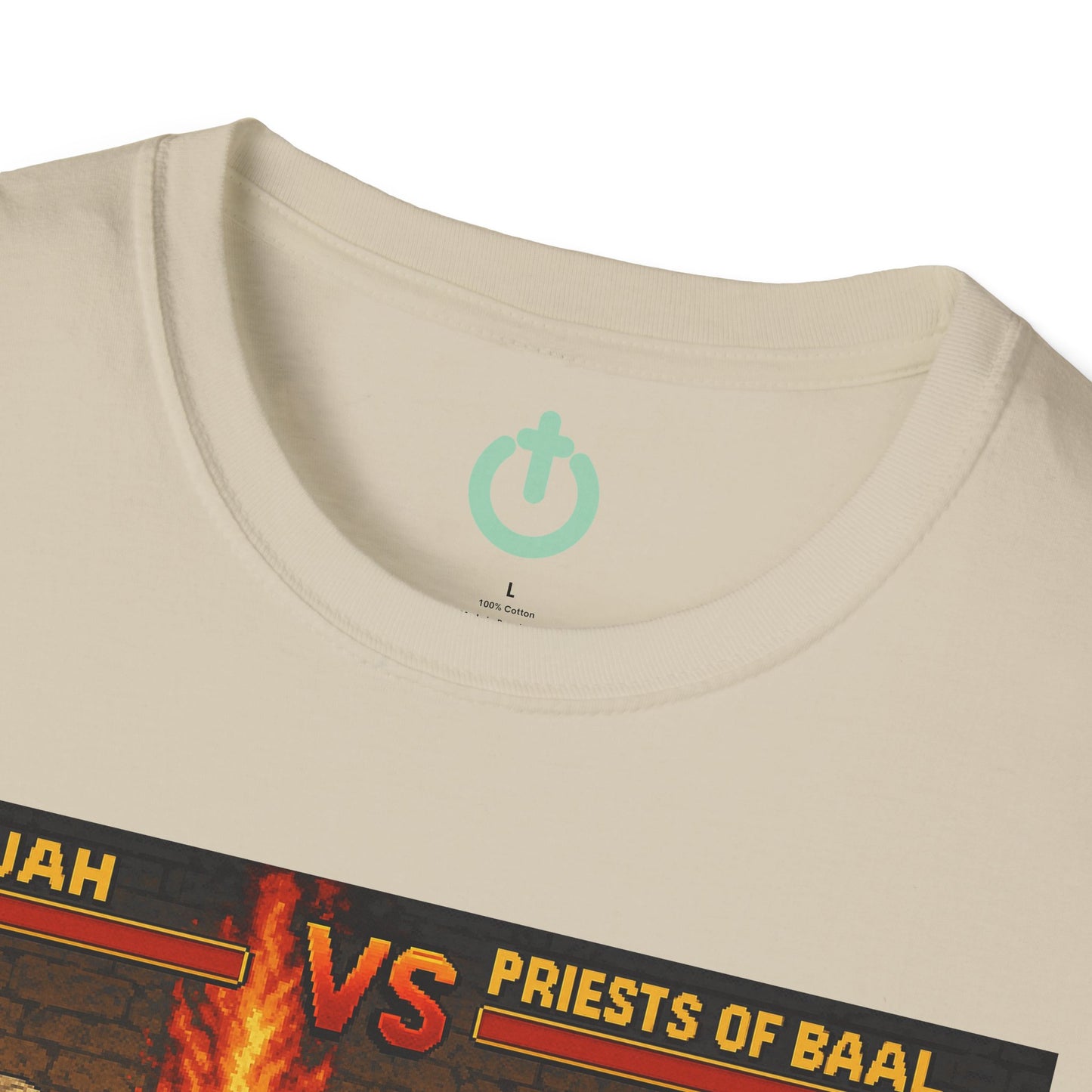 Elijah vs. Baal Fighters Retro Showdown Tee – 8-Bit Christian Graphic T-Shirt