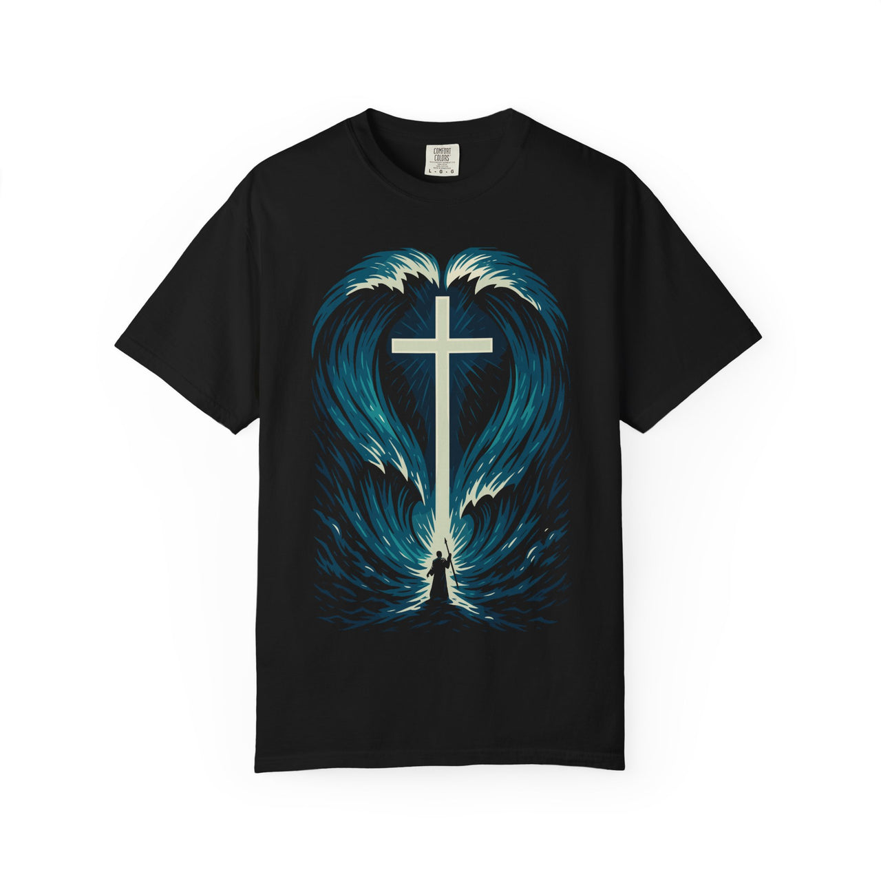 Cross in the Waves Christian Graphic T-Shirt — Faith-Inspired Spiritual Apparel Tee