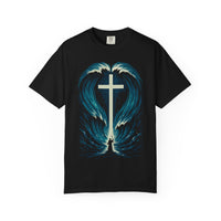 Cross in the Waves Christian Graphic T-Shirt — Faith-Inspired Spiritual Apparel Tee