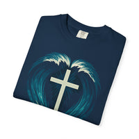 Cross in the Waves Christian Graphic T-Shirt — Faith-Inspired Spiritual Apparel Tee