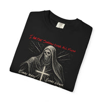 Shadow Over All Veiled Reaper Christian Graphic Tee - Faith-Based Skull Design