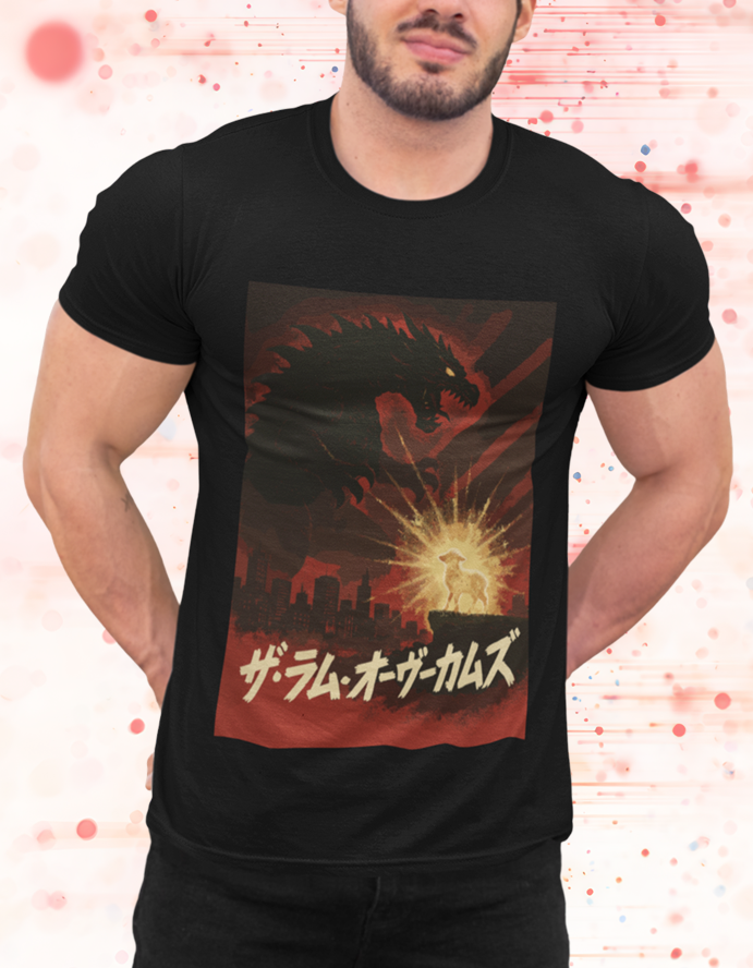 The Lamb vs. the Dragon Christian Kaiju Graphic Tee from the Kaiju Series Design