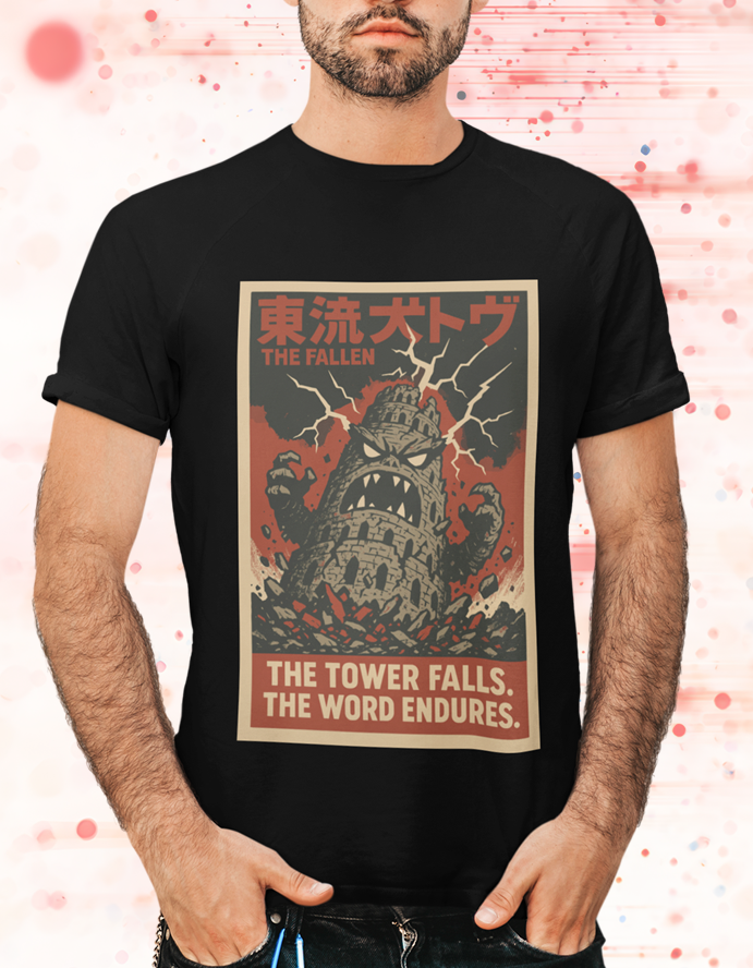 Fallen Tower Babel Christian Graphic Tee — Official Kaiju Series Design
