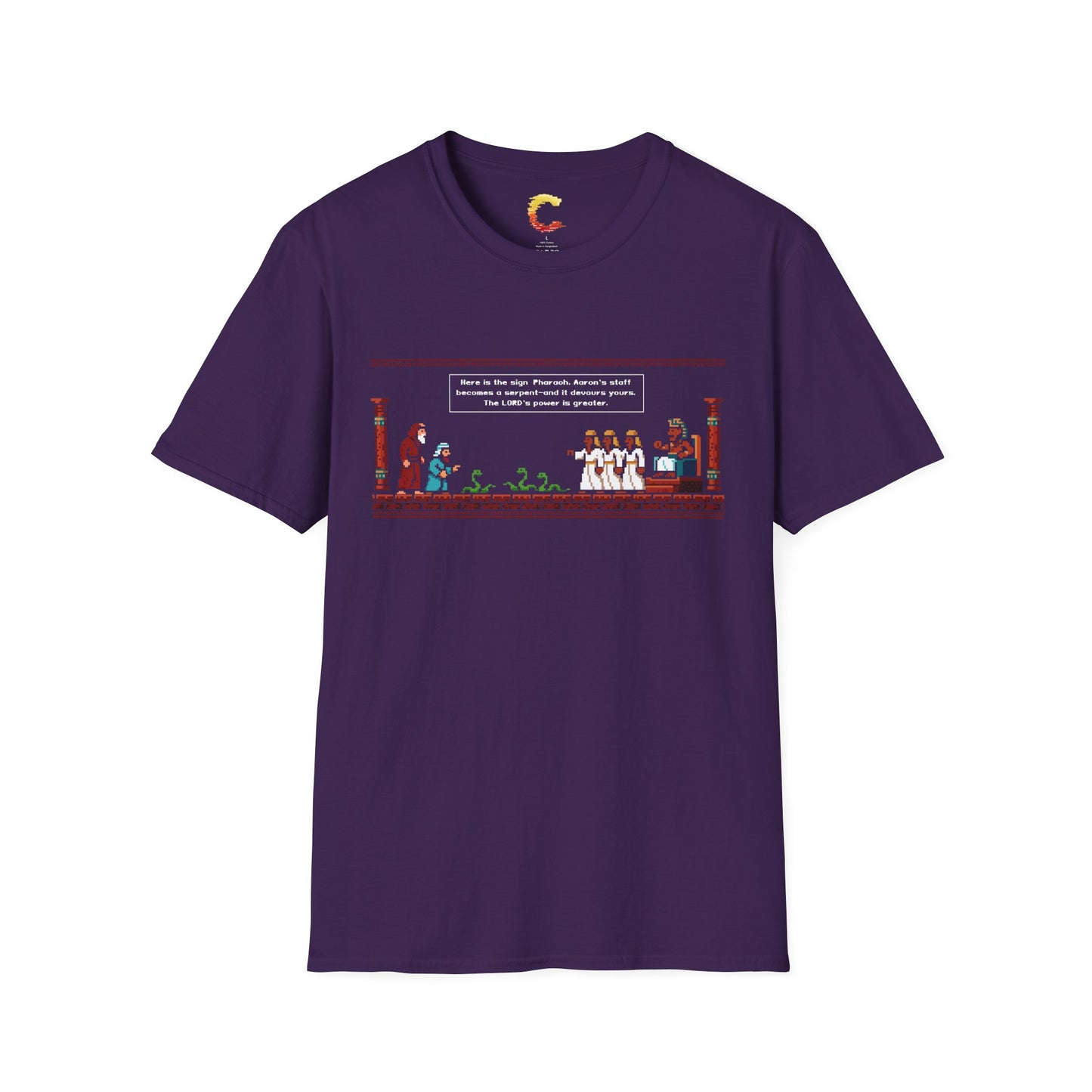 Serpent Showdown – Exodus 7:10-12 Retro Gaming Graphic Tee
