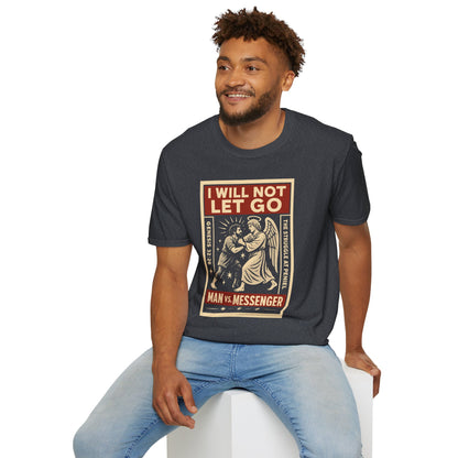 "I Will Not Let Go" Vintage Fight Poster T-Shirt – Jacob vs. The Angel (Genesis 32:26)
