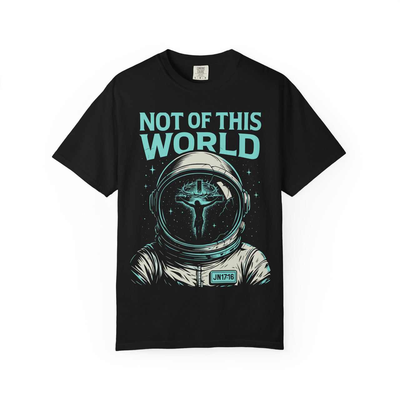 Not of This World Astronaut Cross Helmet Christian Tee