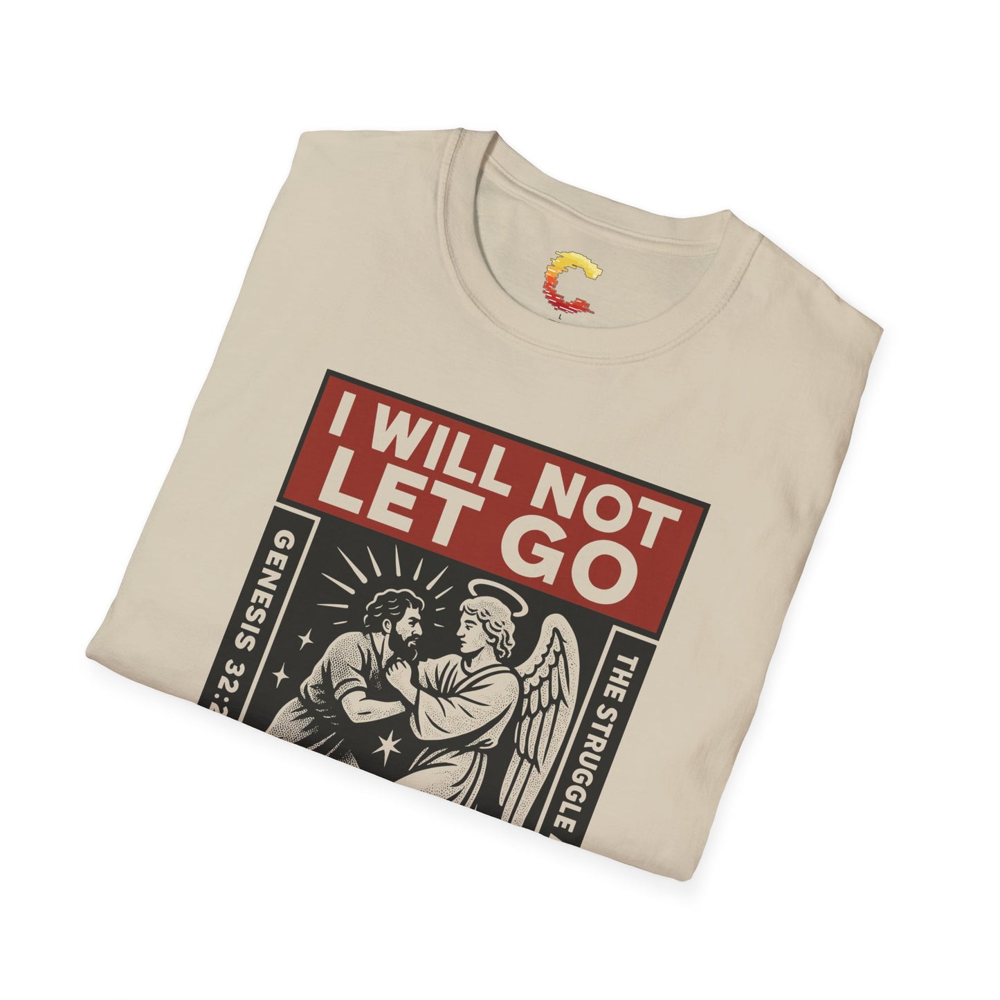 "I Will Not Let Go" Vintage Fight Poster T-Shirt – Jacob vs. The Angel (Genesis 32:26)