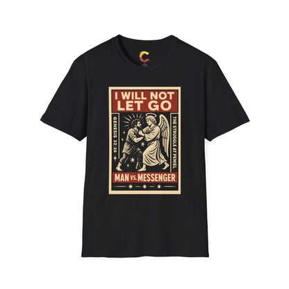 "I Will Not Let Go" Vintage Fight Poster T-Shirt – Jacob vs. The Angel (Genesis 32:26)