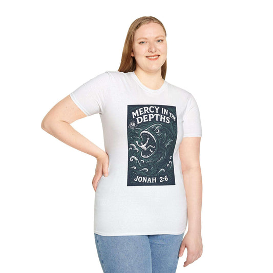 Mercy in the Depths Jonah 2:6 Christian Graphic Tee - Ctrl Alt Believe