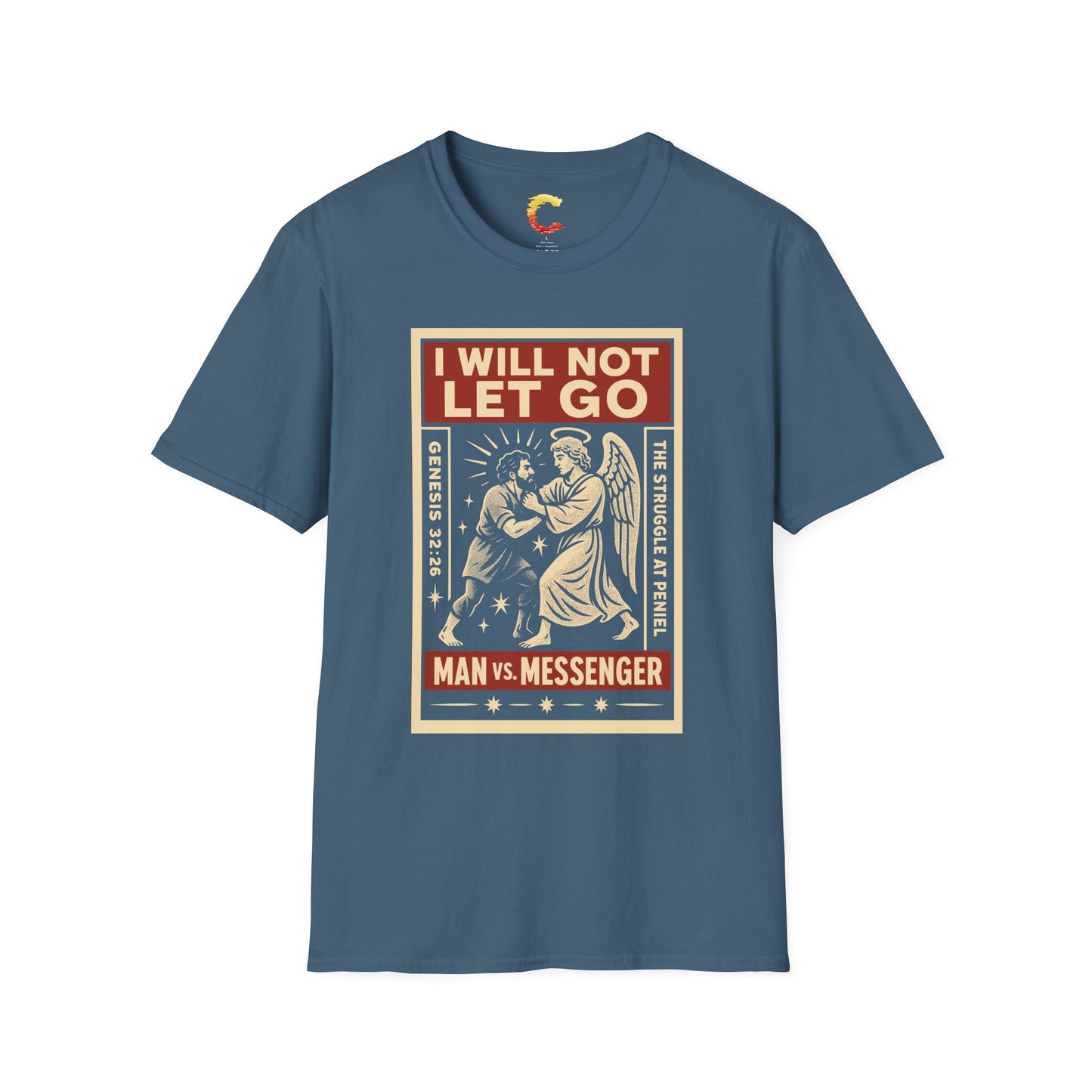 "I Will Not Let Go" Vintage Fight Poster T-Shirt – Jacob vs. The Angel (Genesis 32:26)
