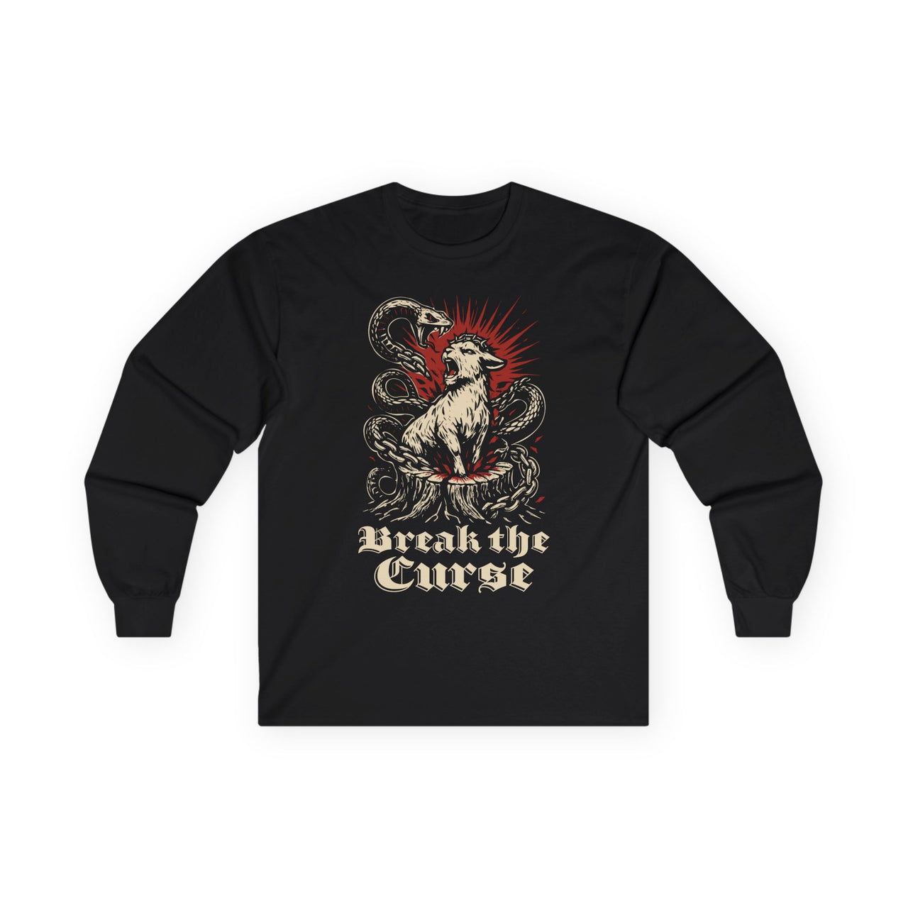 Break the Curse Roaring Lamb Christian Graphic Long Sleeve Tee
