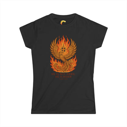 Phoenix Risen Women's Softstyle Tee, Inspirational T-Shirt, Gift for Her, Easter Apparel, Spiritual Fashion, Confidence Wear