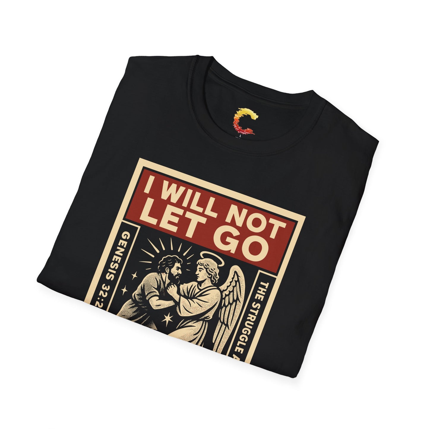 "I Will Not Let Go" Vintage Fight Poster T-Shirt – Jacob vs. The Angel (Genesis 32:26)