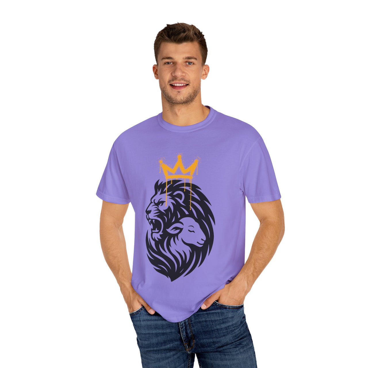 Lion and Lamb Tribal Crown Christian Faith Tee