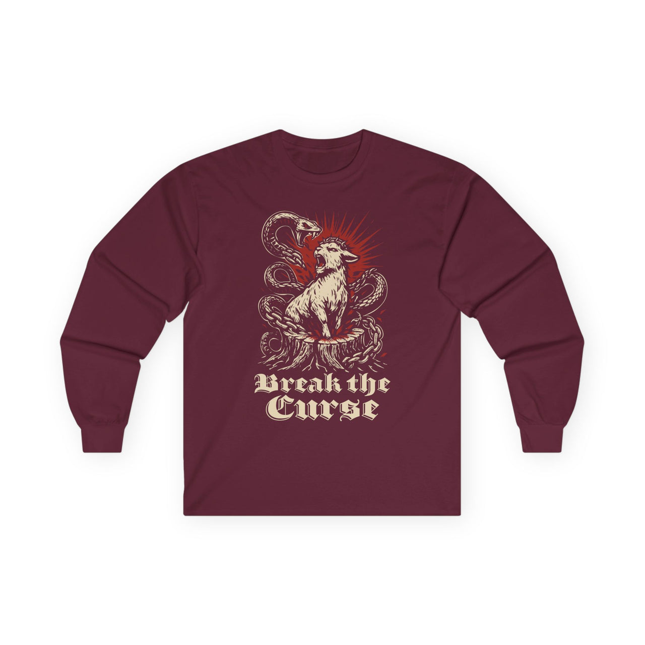 Break the Curse Roaring Lamb Christian Graphic Long Sleeve Tee