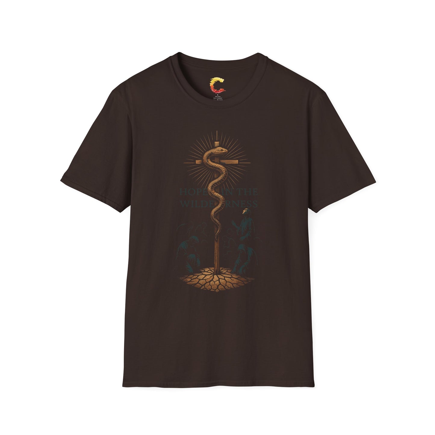 "Hope in the Wilderness" – Bronze Serpent Christian T-Shirt