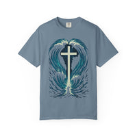 Cross in the Waves Christian Graphic T-Shirt — Faith-Inspired Spiritual Apparel Tee