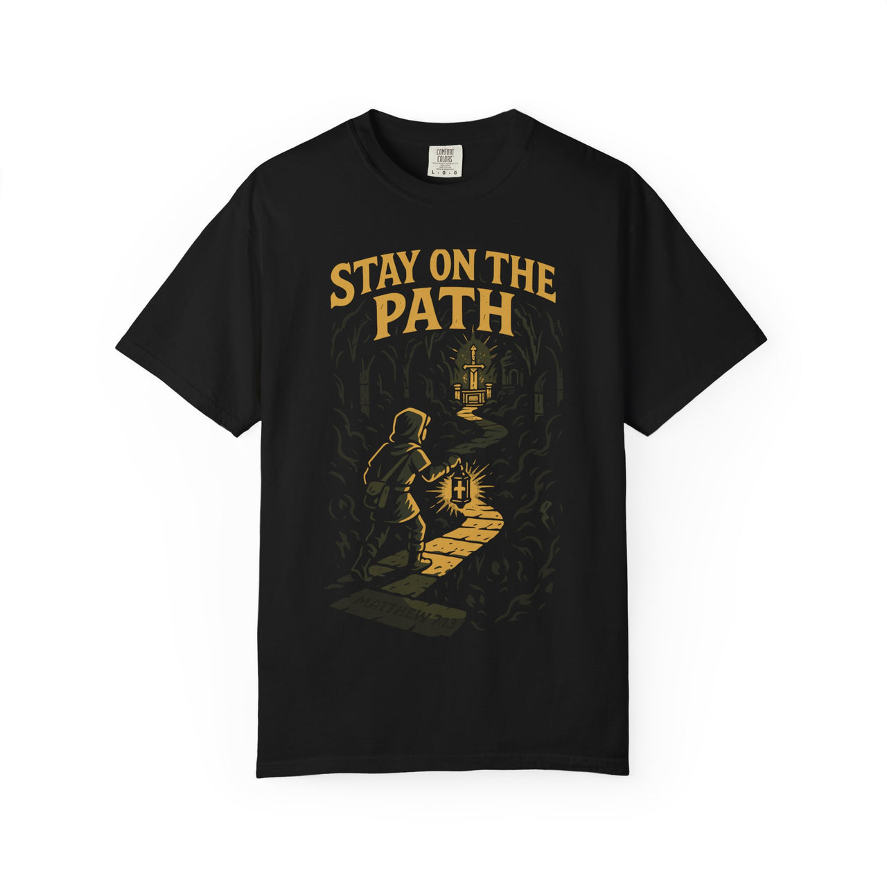 Stay on the Path Matthew 7 Dungeon Crawler Christian Tee